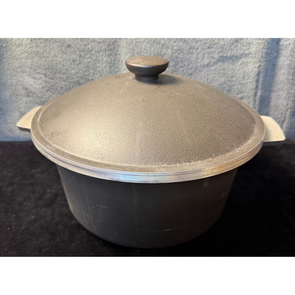 Vintage Regal Cast Aluminum Dutch Oven Pot with Lid Silver Grey Round Stockpot